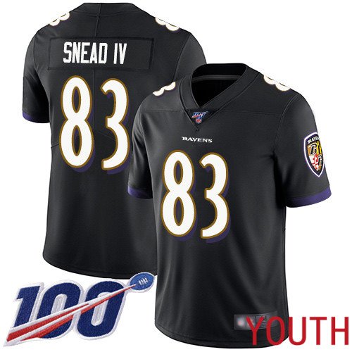 Baltimore Ravens Limited Black Youth Willie Snead IV Alternate Jersey NFL Football #83 100th Season Vapor Untouchable